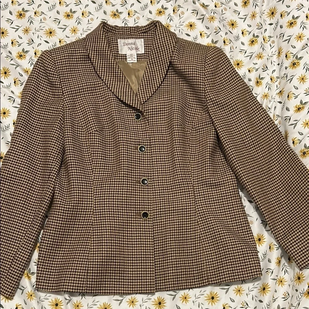 Donna Nicole Houndstooth Design Pure Wool Blazer - Picture 2 of 7